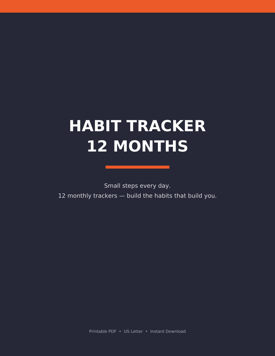 Preview pages from the 12-Month Habit Tracker Bundle